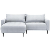 ECKSOFA in Flachgewebe Hellgrau  - Hellgrau/Schwarz, Design, Holz/Textil (215/160cm) - Stylife
