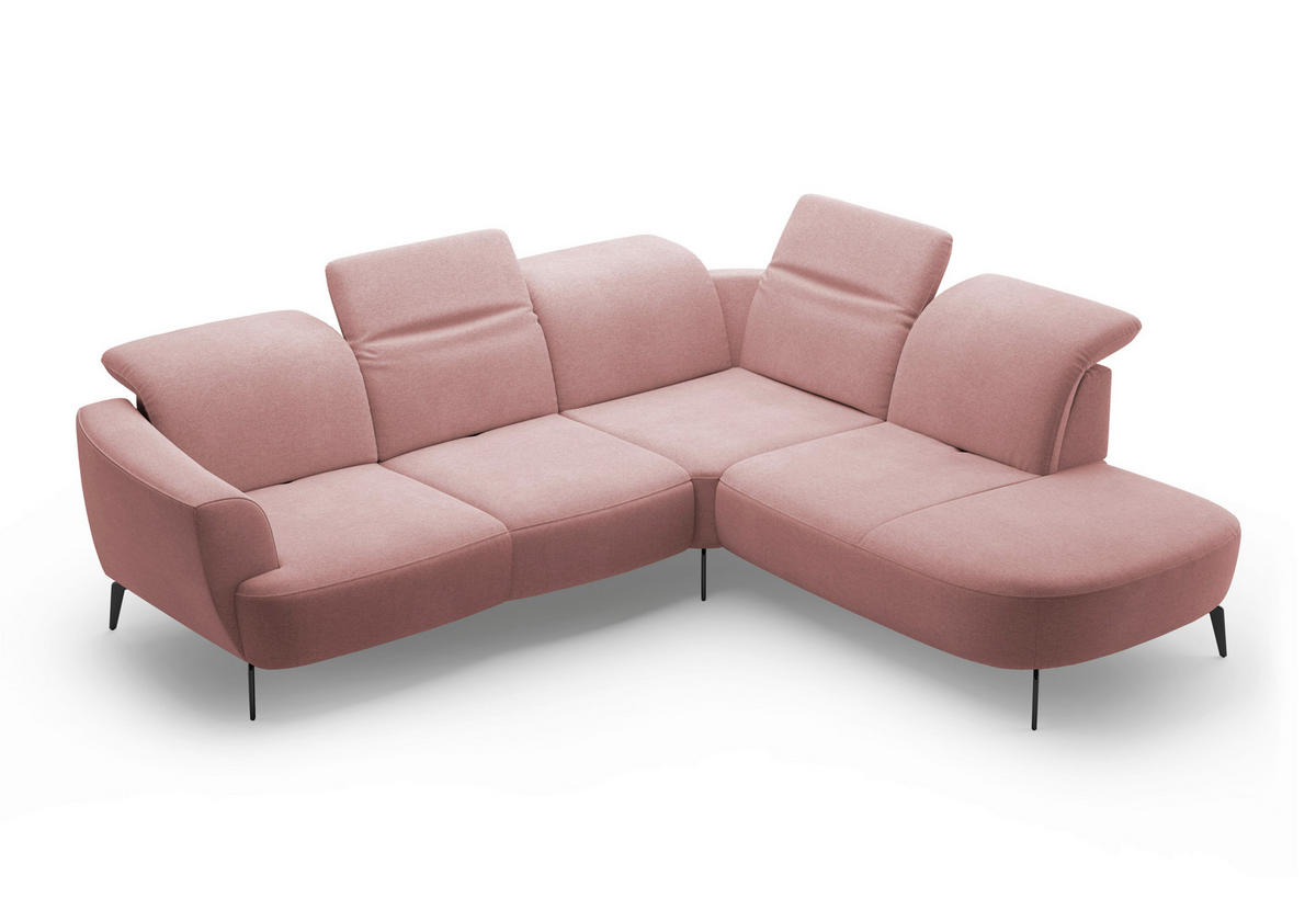 ECKSOFA in Mikrofaser Altrosa  - Schwarz/Altrosa, Konventionell, Textil/Metall (300/267cm) - Sit & More