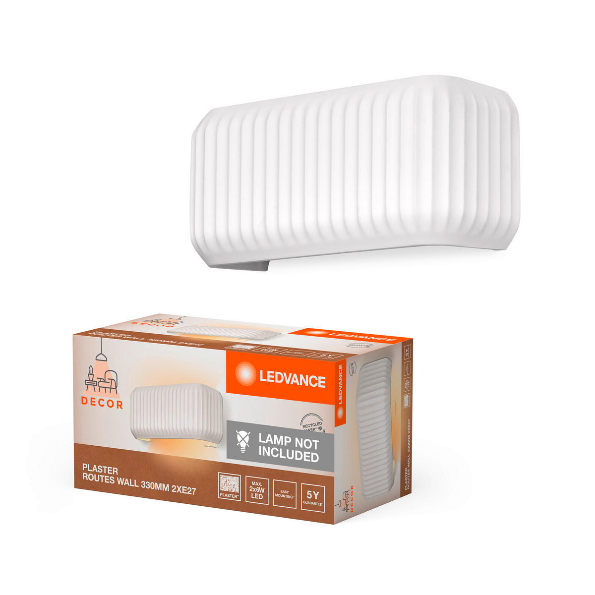 WANDLEUCHTE 33/11/15 cm   - Weiß, Natur, Stein (33/11/15cm) - Ledvance