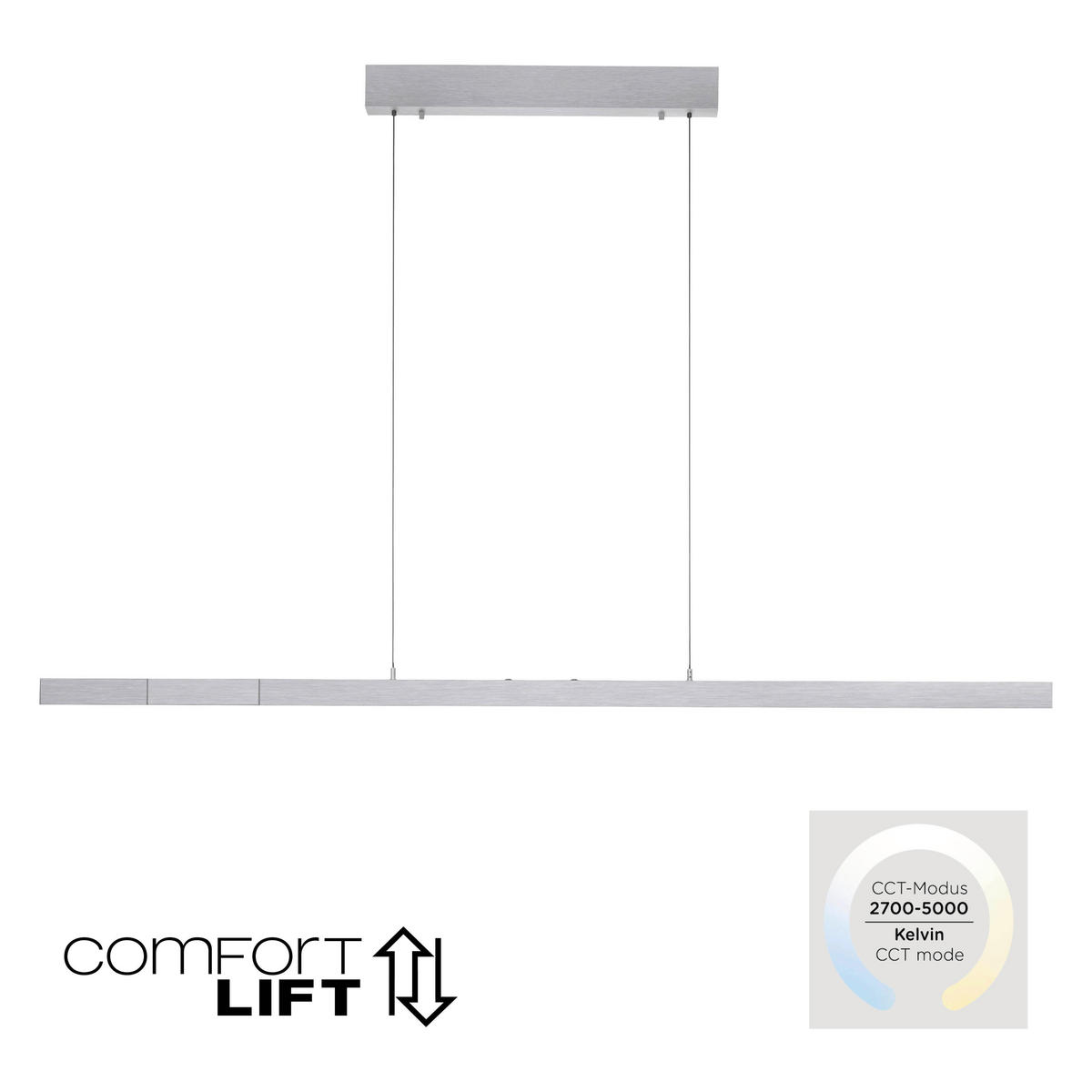 LED-HÄNGELEUCHTE 179/55/150 cm   - Alufarben, Design, Kunststoff/Metall (179/55/150cm) - Paul Neuhaus