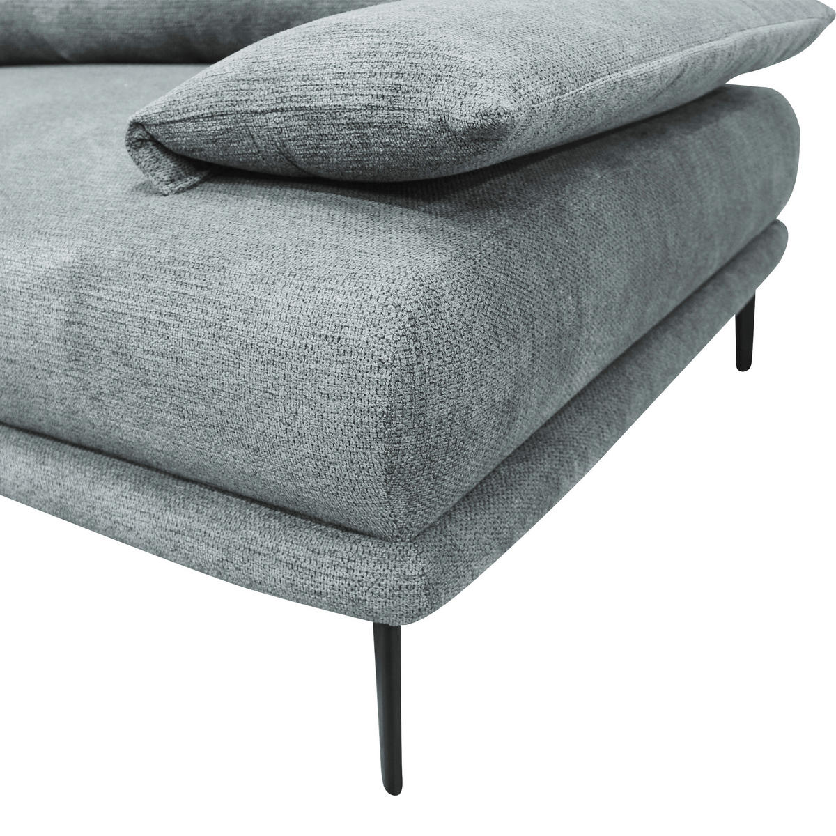 ECKSOFA in Webstoff Grau  192/260 cm  - Schwarz/Grau, Design, Textil/Metall (192/260cm) - MID.YOU
