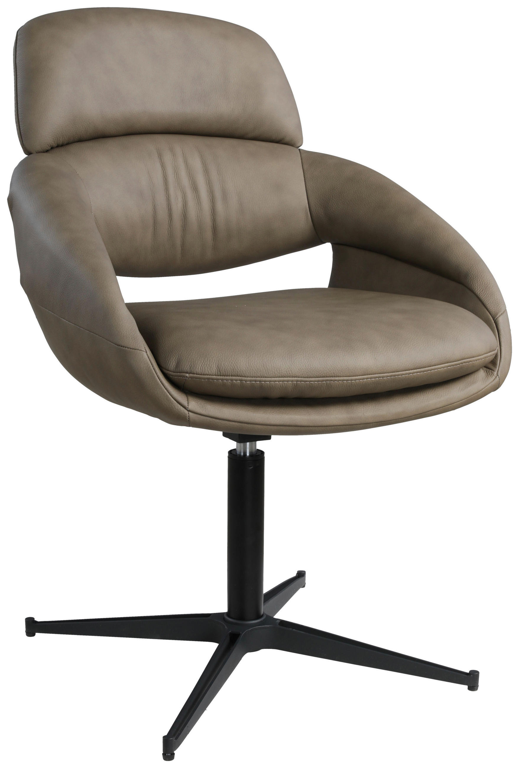 STOL MED ARMSTÖD järn äkta läder pigmenterad  - svart/taupe, Design, metall/läder (60,5/86,7/65cm) - Emilio Belluti