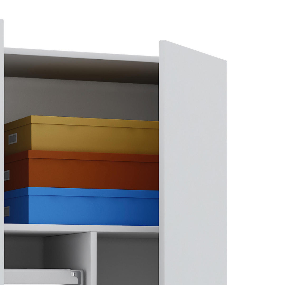 MEHRZWECKSCHRANK 70/198/39 cm  in Weiß  - Silberfarben/Schwarz, MODERN, Holzwerkstoff/Kunststoff (70/198/39cm) - MID.YOU