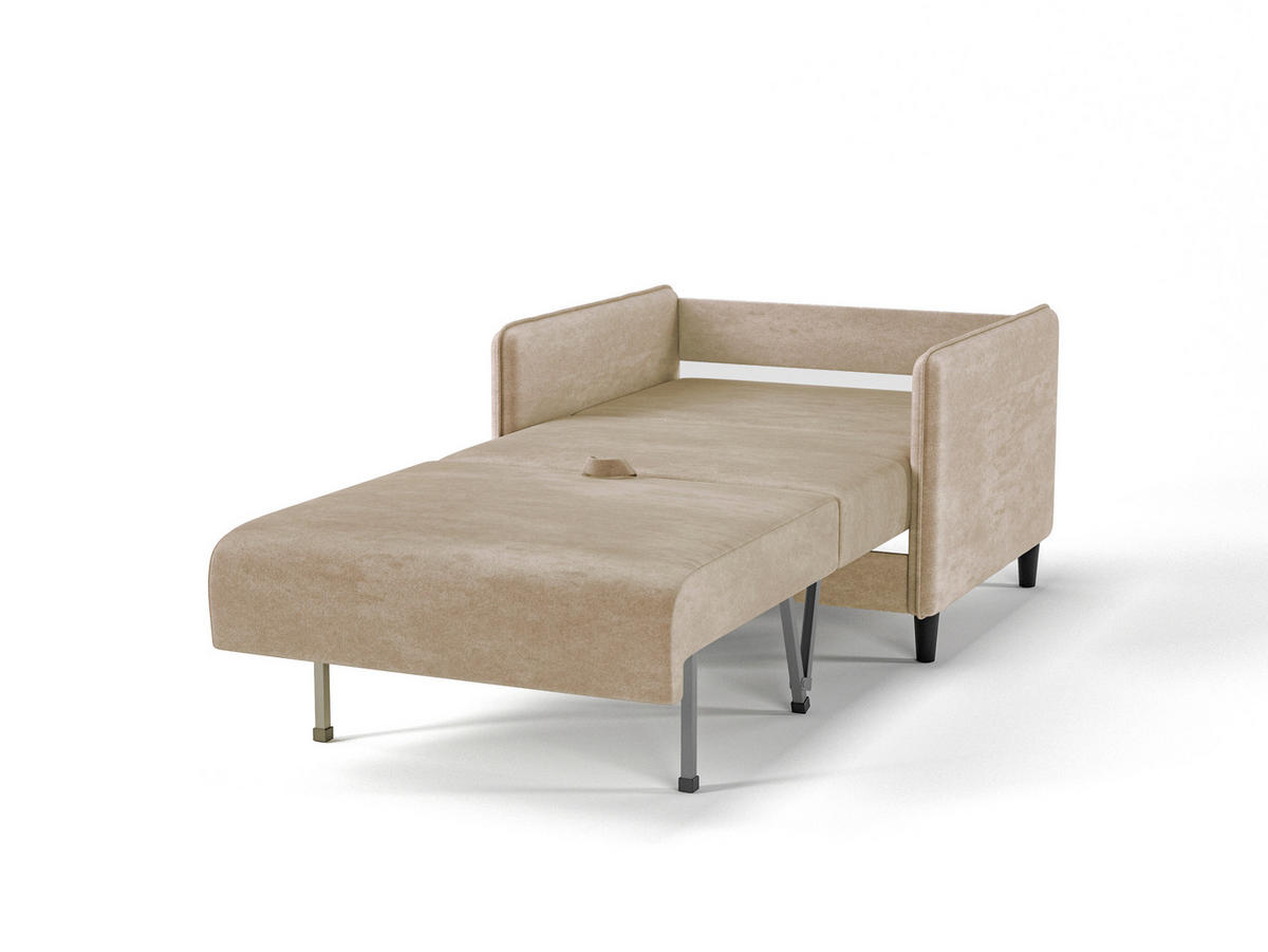 SCHLAFSESSEL ELBA Velours Hellbraun    - Hellbraun/Schwarz, Design, Holz/Textil (90/95/95cm) - MID.YOU