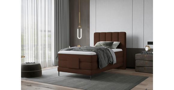 BOXSPRINGBETT 100/200 cm  in Dunkelbraun  - Dunkelbraun/Schwarz, Natur, Textil/Metall (100/200cm) - Esposa