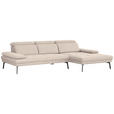 ECKSOFA Sandfarben Webstoff  - Sandfarben/Schwarz, Design, Textil/Metall (296/188cm) - Xora