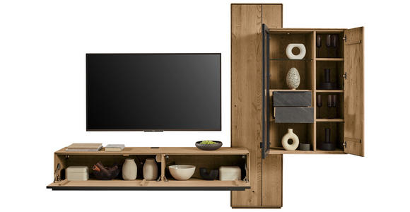 WOHNWAND  in Anthrazit, Kastanienfarben  273,8/205,5/39,5 cm  - Kastanienfarben/Anthrazit, Natur, Glas/Holz (273,8/205,5/39,5cm) - Valnatura