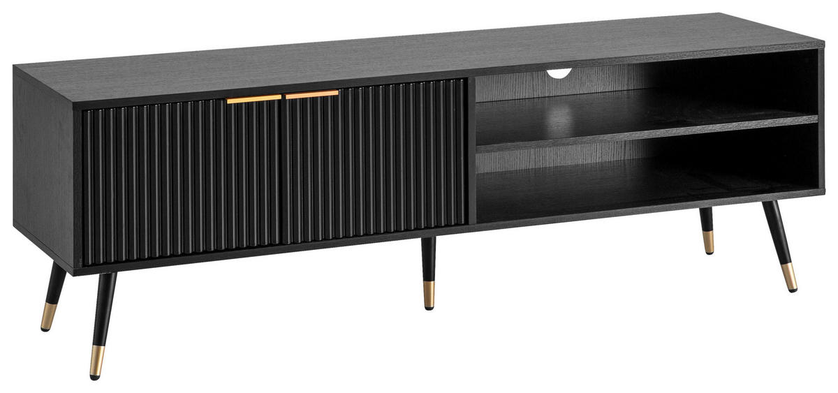 NISKA KOMODA   150/51/39 cm   crna   - bakrenaste boje/zlatne boje, Design, drvni materijal/metal (150/51/39cm) - MID.YOU