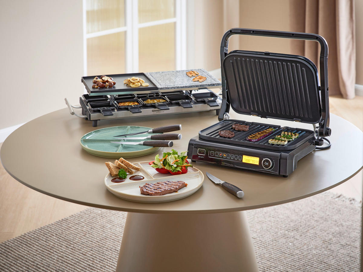 RACLETTE-GRILL  - Edelstahlfarben/Schwarz, KONVENTIONELL, Kunststoff/Stein (62/24,2/13cm) - Homeware Profession.