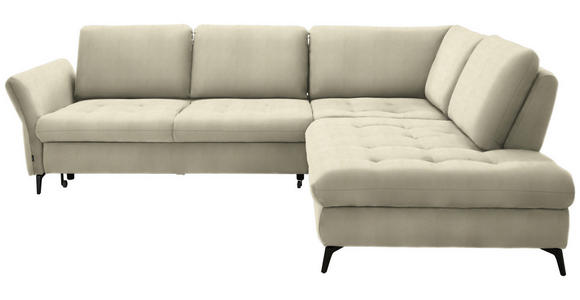 ECKSOFA in Flachgewebe Creme 288/233 cm - Creme/Schwarz, Natur, Textil/Metall (288/233cm) - Valnatura