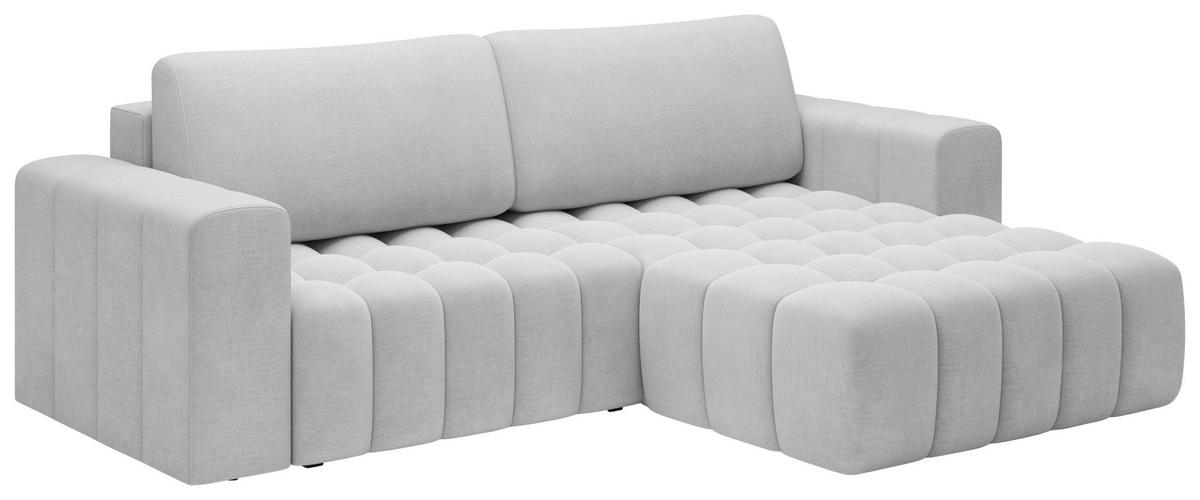 ECKSOFA BONETT in Samt Hellgrau  175/250 cm  - Hellgrau/Schwarz, Design, Kunststoff/Textil (175/250cm) - MID.YOU