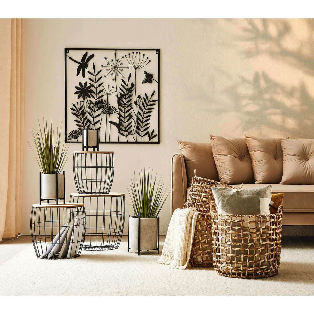 Thumbnail - Ambia Home Wanddeko, Schwarz, Metall, 81.6x81.6 cm, rostfrei, Dekoration, Skulpturen & Dekoobjekte, Wanddeko