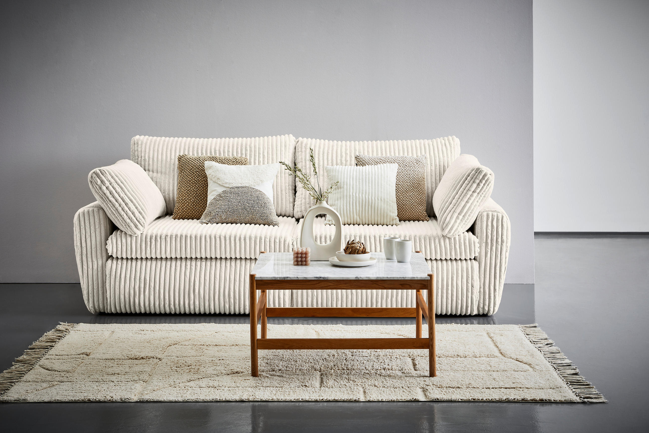 SCHLAFSOFA Cord, Plüsch Weiß  - Schwarz/Weiß, MODERN, Kunststoff/Textil (240/90/120cm) - Carryhome