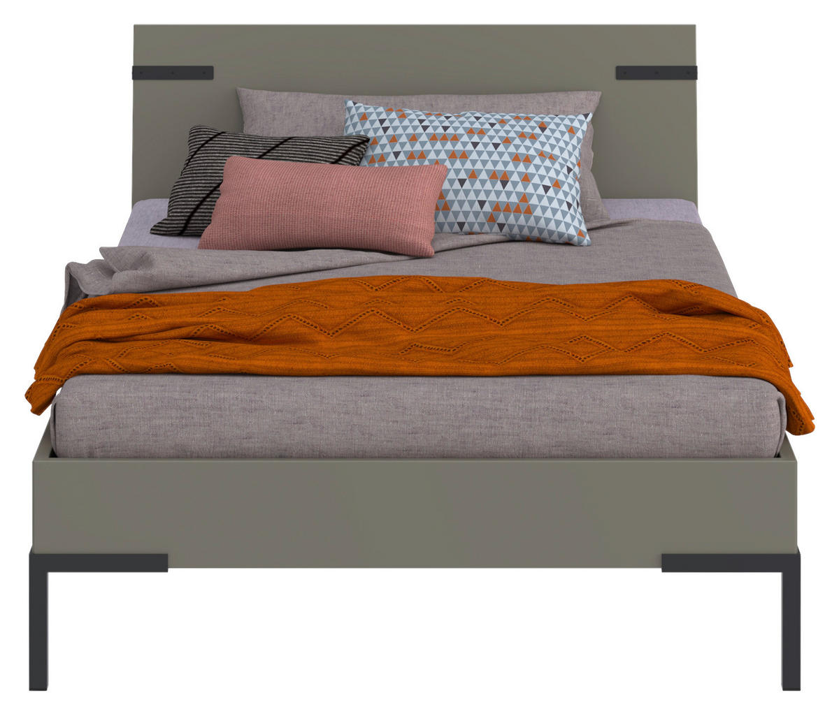 BETT 120/200 cm,  in Grau, Grün,  - Schwarz/Grau, Design, Metall (120/200cm) - Xora