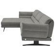ECKSOFA Hellgrau Flachgewebe  - Hellgrau/Schwarz, Design, Textil/Metall (176-217/279-327cm) - Dieter Knoll