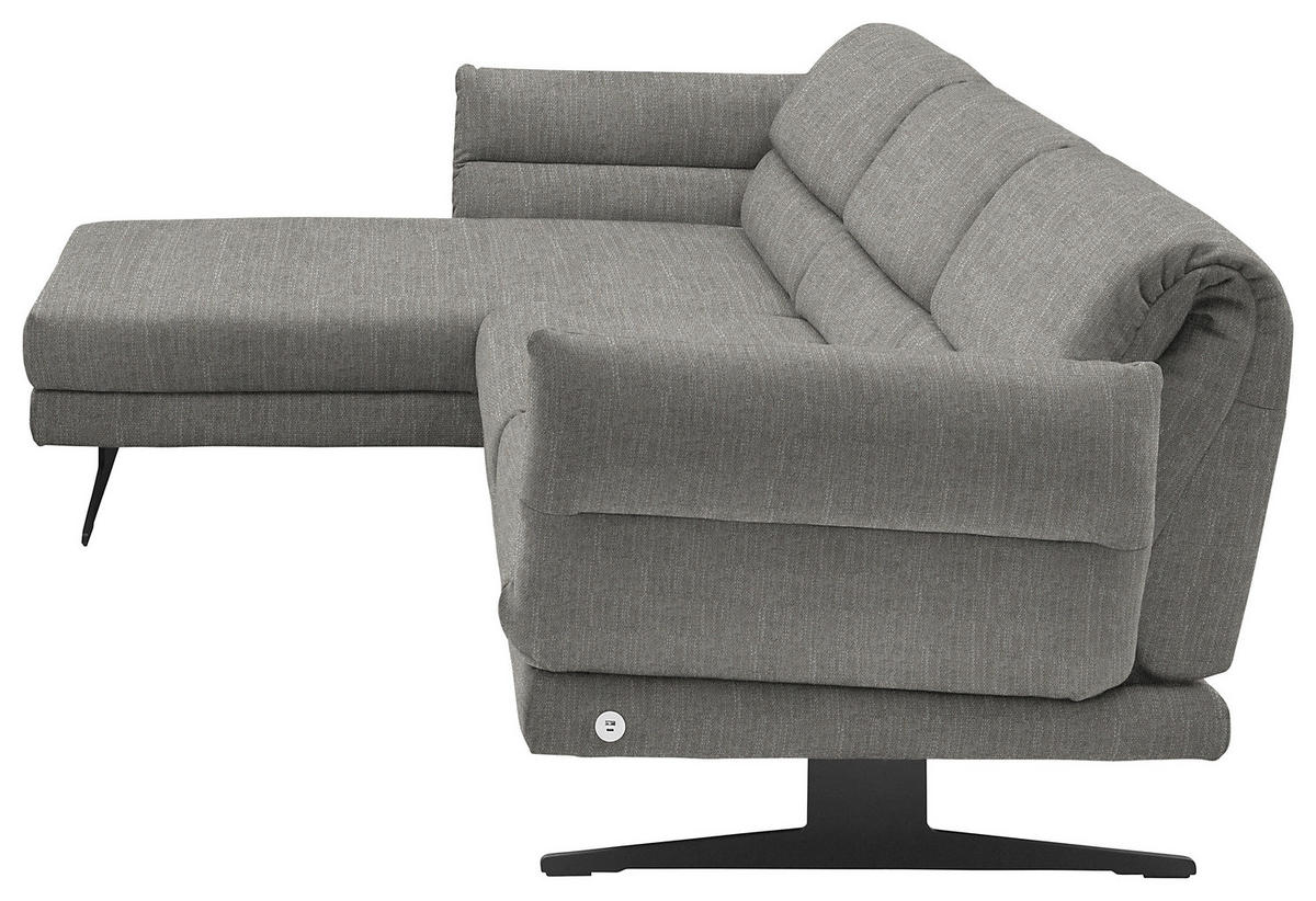 ECKSOFA in Flachgewebe Hellgrau  176-217/279-327 cm  - Hellgrau/Schwarz, Design, Textil/Metall (176-217/279-327cm) - Dieter Knoll