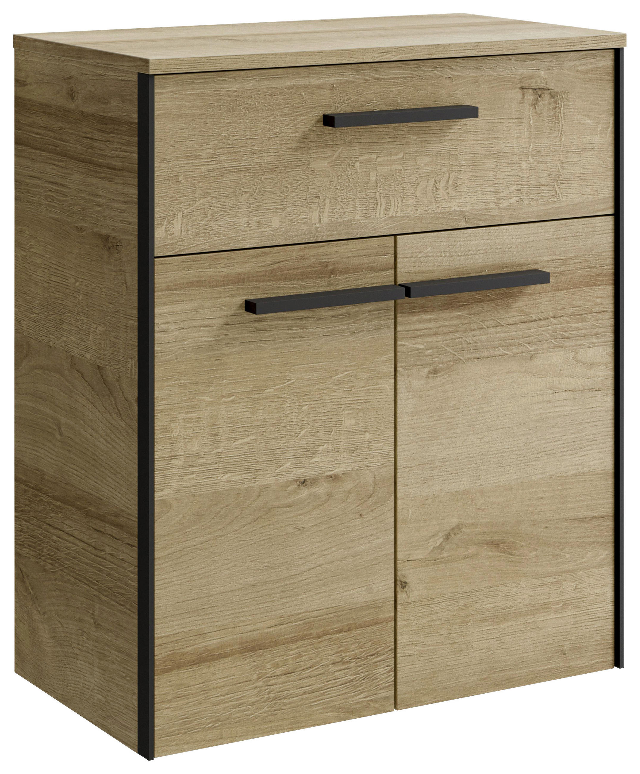 UNTERSCHRANK 60/72/33 cm   - Eichefarben/Schwarz, Natur, Glas/Holzwerkstoff (60/72/33cm) - Xora