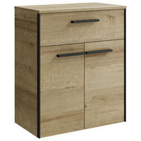 UNTERSCHRANK 60/72/33 cm   - Eichefarben/Schwarz, Natur, Glas/Holzwerkstoff (60/72/33cm) - Xora