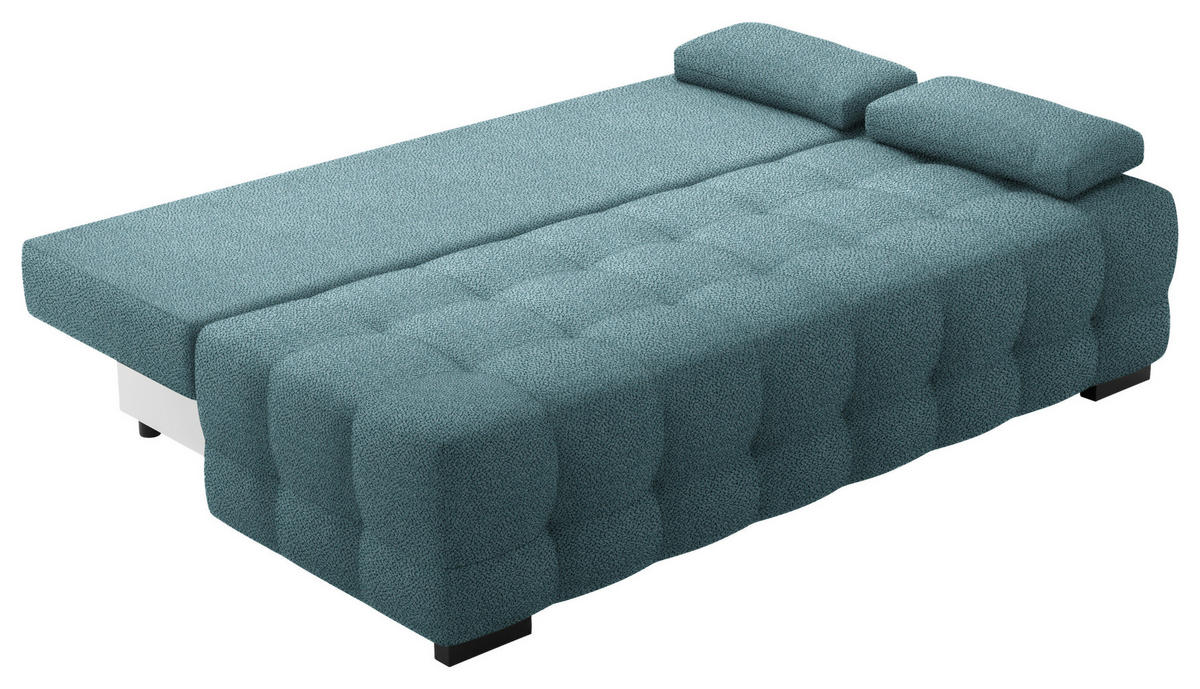 SCHLAFSOFA in Chenille, Plüsch Blau  - Blau/Schwarz, KONVENTIONELL, Kunststoff/Textil (209/96/100cm) - Stylife