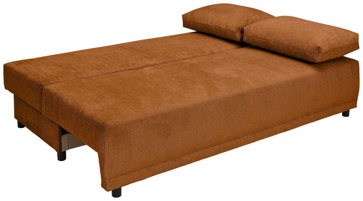 SCHLAFSOFA  mit Stoffauswahl, Liegefunktion, Schlafen auf Sitzhöhe, Rücken echt Chenille Rostfarben  - Rostfarben/Schwarz, KONVENTIONELL, Kunststoff/Textil (201/72/98cm) - Carryhome