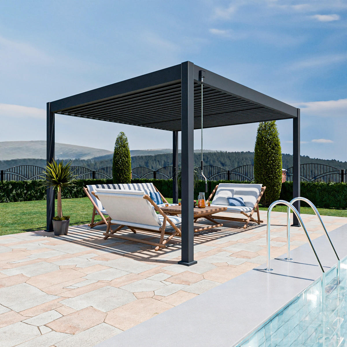 PERGOLA 360/400/255 cm   - Graphitfarben, Basics, Metall (360/400/255cm) - Gardenson