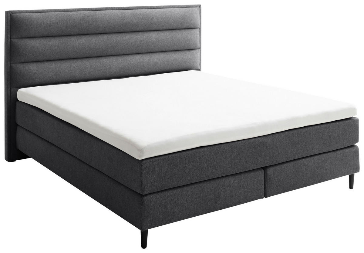 BOXSPRINGBETT 160/200 cm  in Anthrazit  - Anthrazit/Schwarz, Design, Textil/Metall (160/200cm) - Schöner Wohnen