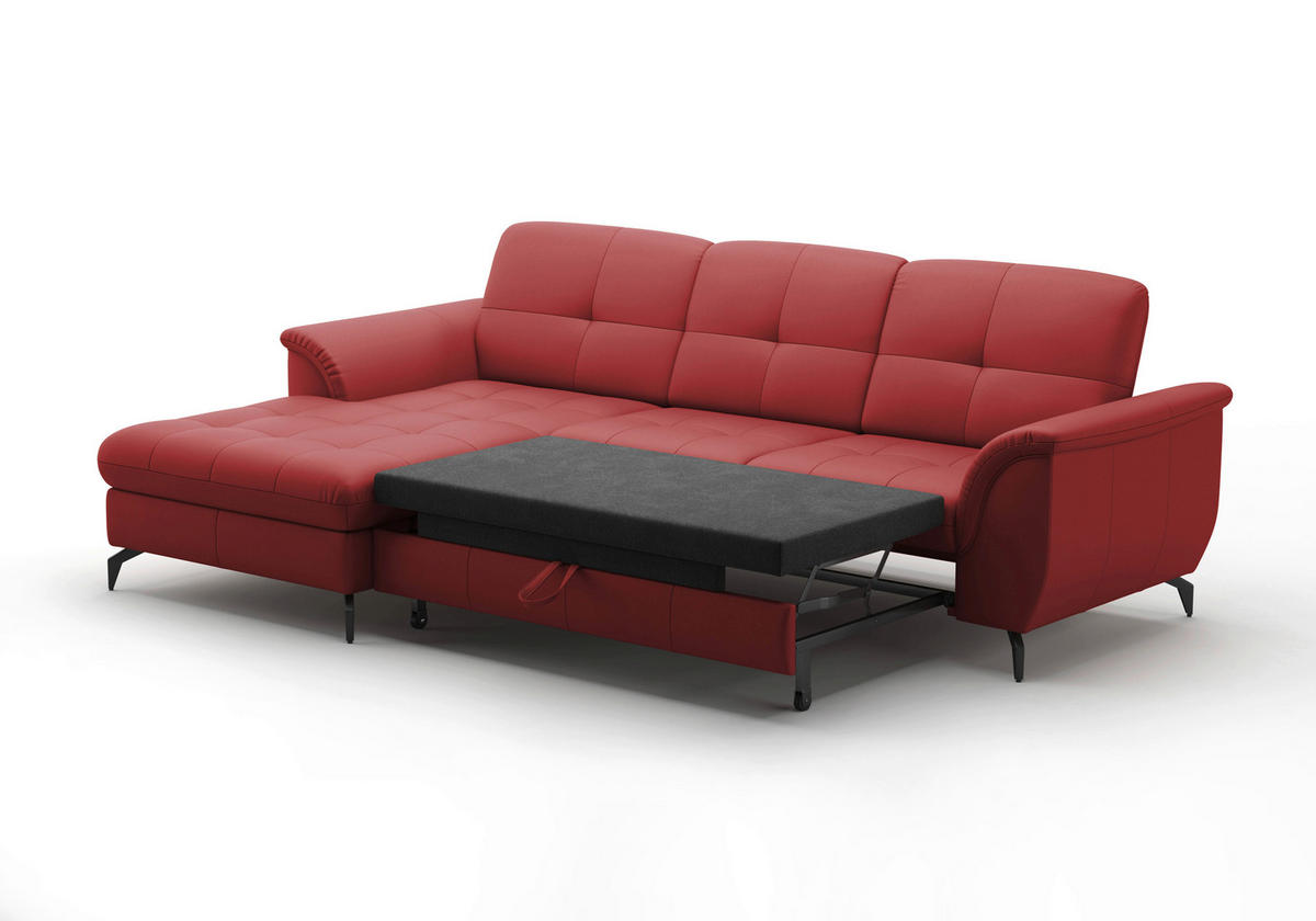 ECKSOFA in Vliesstoff Kombination Echtleder/Stoff Rot  164/262 cm  - Rot/Schwarz, MODERN, Leder/Textil (164/262cm) - Sit & More