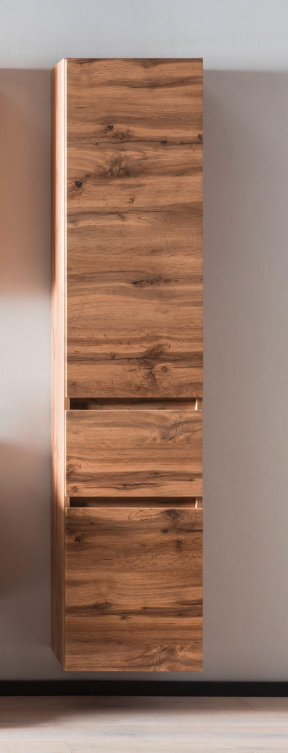 HOCHSCHRANK 40/180/35 cm  - Eiche Wotan/Silberfarben, Natur, Holzwerkstoff/Kunststoff (40/180/35cm) - Xora