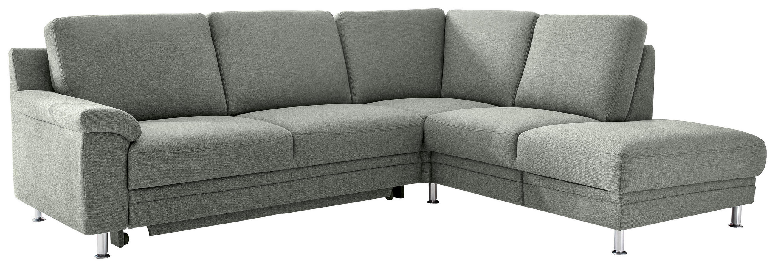 ECKSOFA Dunkelgrau Flachgewebe Rücken echt  - Chromfarben/Dunkelgrau, Design, Textil (255/208cm) - Pure Home Comfort