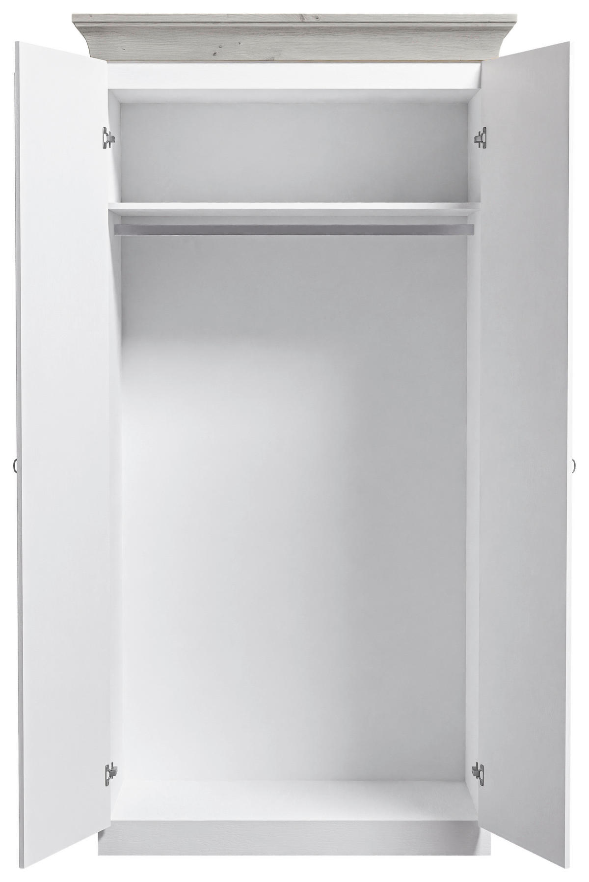 DREHTÜRENSCHRANK 108/210/64 cm,  in Grau, Weiß, 2-türig  - Weiß/Grau, ROMANTIK / LANDHAUS, Holz/Holzwerkstoff (108/210/64cm) - Boxxx