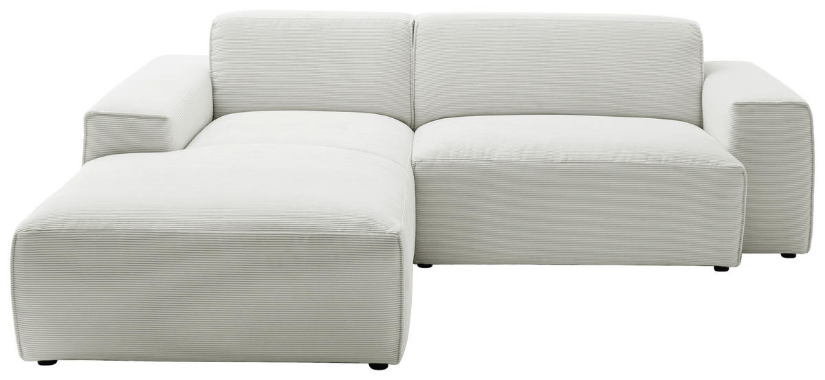 ECKSOFA in Cord Hellgrau  - Hellgrau/Schwarz, Design, Kunststoff/Textil (189/230cm) - Pure Home Lifestyle