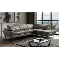 ECKSOFA  in Lederlook Echtleder Schlammfarben  - Schlammfarben/Schwarz, Design, Leder/Textil (264/211cm) - Livetastic