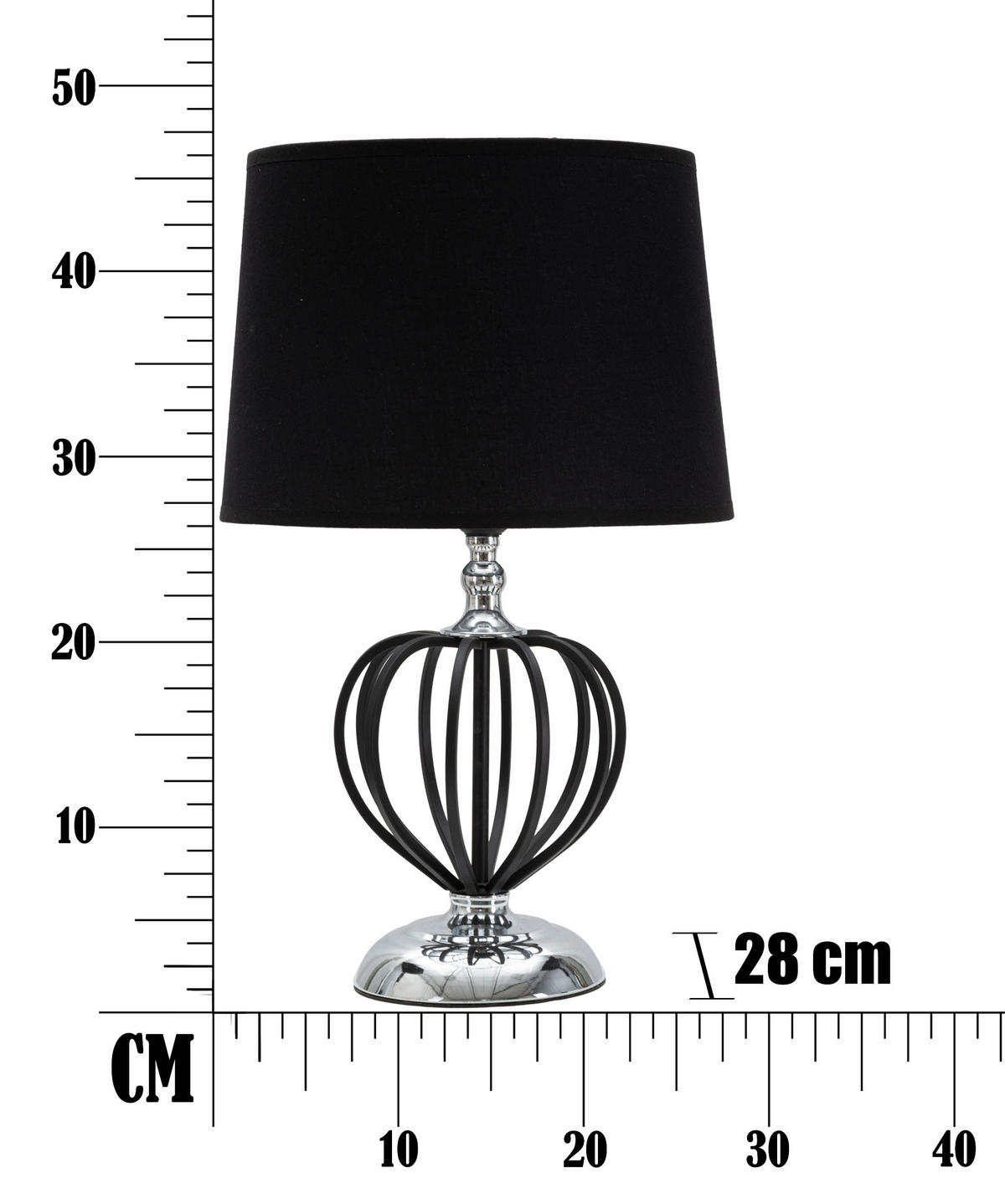 TISCHLEUCHTE 28/44.5 cm  - Silberfarben/Schwarz, Trend, Kunststoff/Textil (28/44.5cm) - Mauro Ferretti