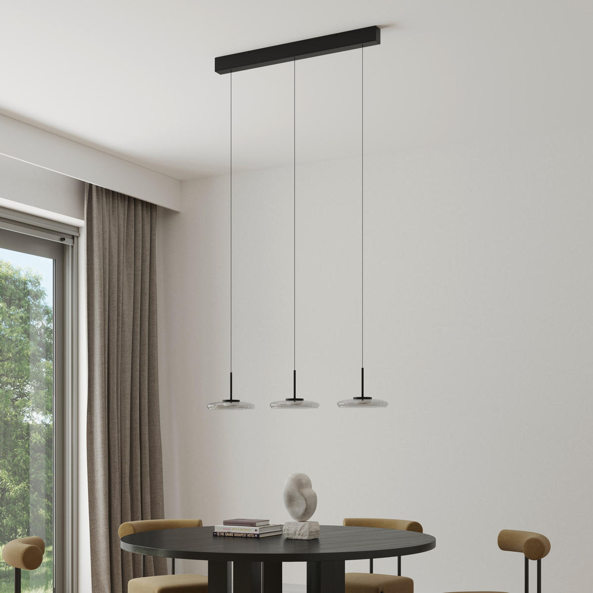 LED-HÄNGELEUCHTE Felis   - Schwarz, Basics, Glas/Metall (105cm) - Novel