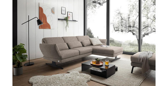 ECKSOFA  in Flachgewebe Taupe  279-327/176-217 cm  - Taupe/Schwarz, Design, Textil/Metall (279-327/176-217cm) - Dieter Knoll