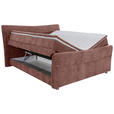 BOXSPRINGBETT 140/200 cm  in Rotbraun  - Chromfarben/Rotbraun, KONVENTIONELL, Textil/Metall (140/200cm) - Esposa