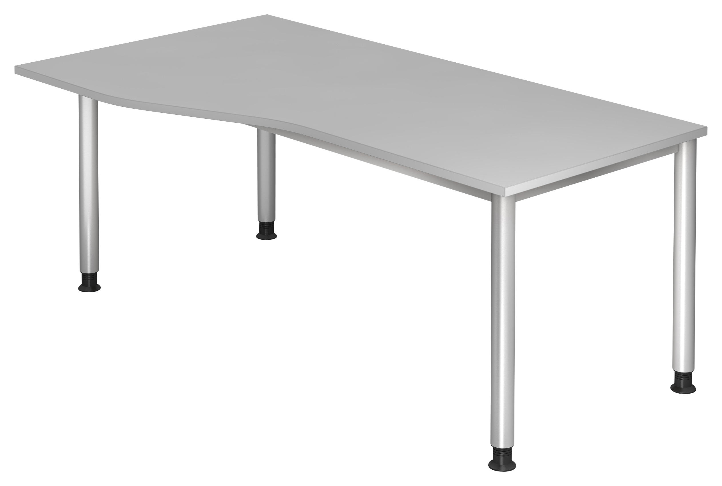 SCHREIBTISCH 180/80-100/68-76 cm  in Grau, Silberfarben  - Silberfarben/Grau, KONVENTIONELL, Holzwerkstoff/Metall (180/80-100/68-76cm) - Venda