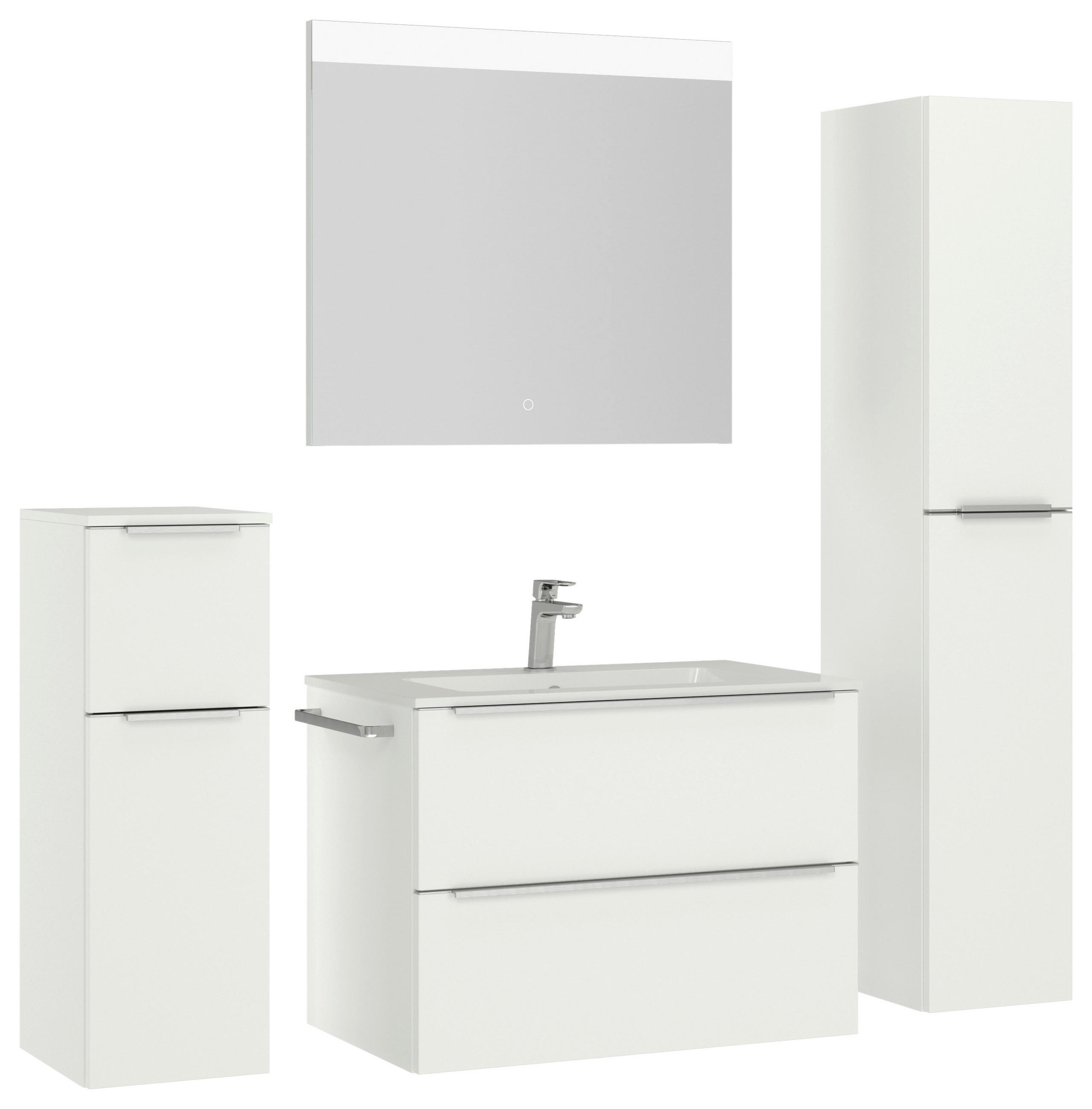 BADEZIMMER 5-teilig  in 141 cm  - Edelstahlfarben/Schwarz, MODERN, Holzwerkstoff/Stein (141cm) - Nobilia