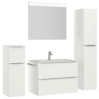 BADEZIMMER 5-teilig  in 141 cm  - Edelstahlfarben/Schwarz, MODERN, Holzwerkstoff/Stein (141cm) - Nobilia