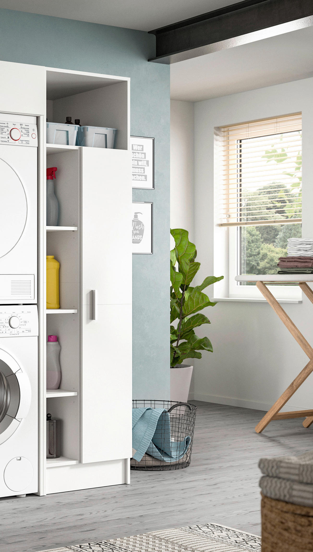 HOCHSCHRANK 50/195/62 cm  - Silberfarben/Weiß, Basics, Holzwerkstoff/Kunststoff (50/195/62cm) - MID.YOU