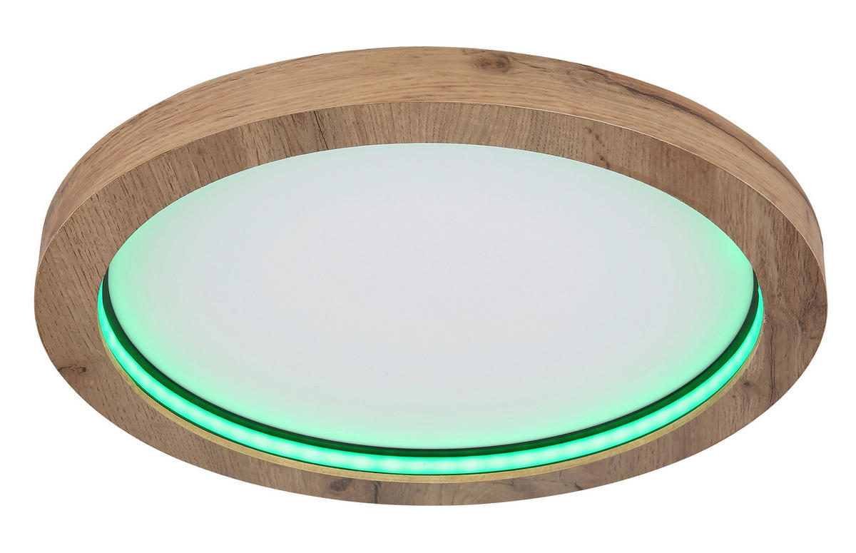LED-DECKENLEUCHTE 24 W  40/6,5 cm    - Dunkelbraun/Opal, Natur, Holzwerkstoff/Kunststoff (40/6,5cm) - Globo