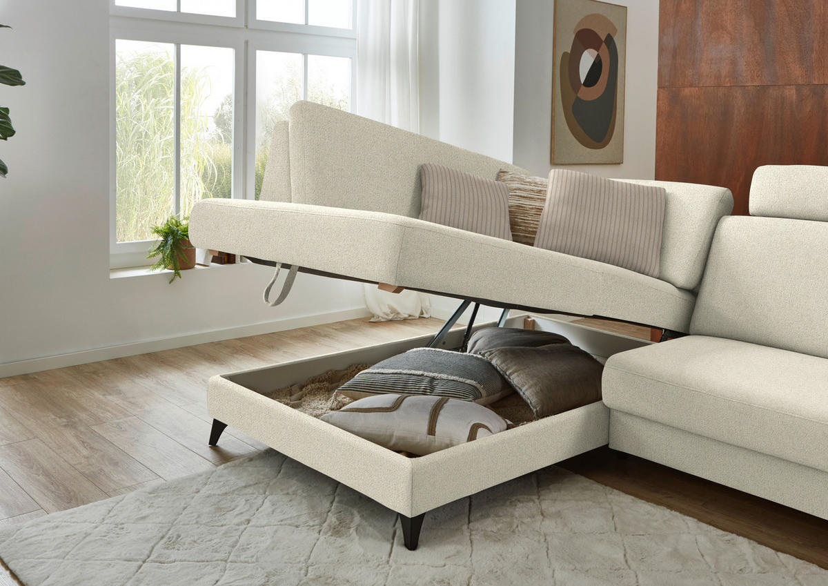 ECKSOFA  Chenille Silberfarben  - Silberfarben/Schwarz, Design, Textil/Metall (182/239cm) - Beldomo Comfort