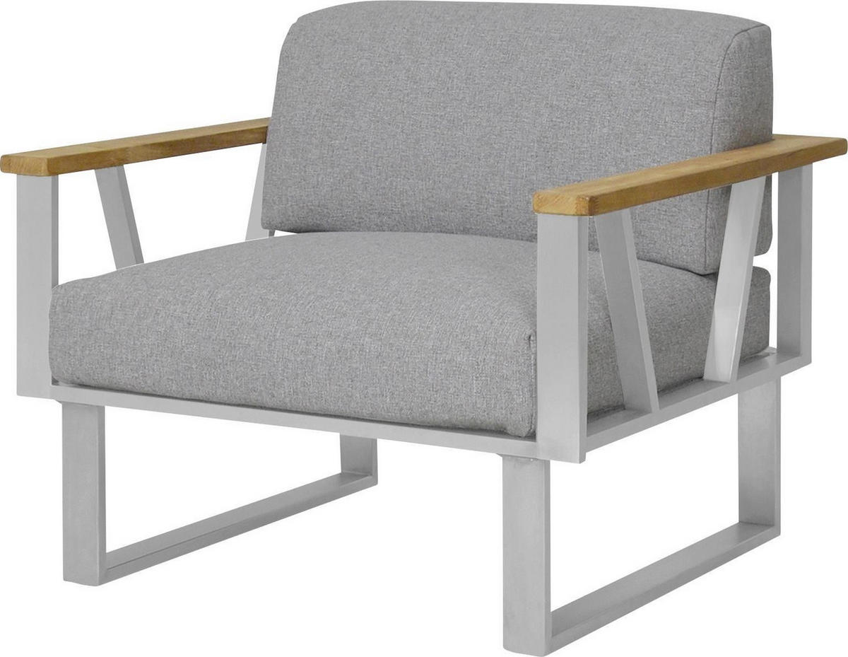 LOUNGESESSEL Grau, Teakfarben Teakholz massiv Edelstahl  - Grau/Teakfarben, Design, Holz/Textil (89,5/59/82,5cm) - Zebra 