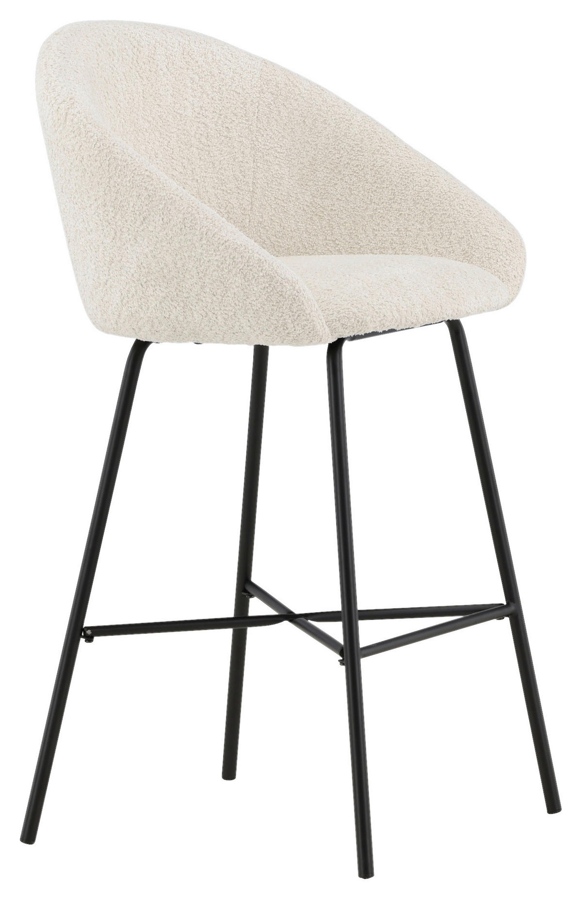 BARHOCKER-SET Teddystoff Schwarz, Weiß Stahl  - Schwarz/Weiß, Design, Textil/Metall (59/96/54cm) - Livetastic