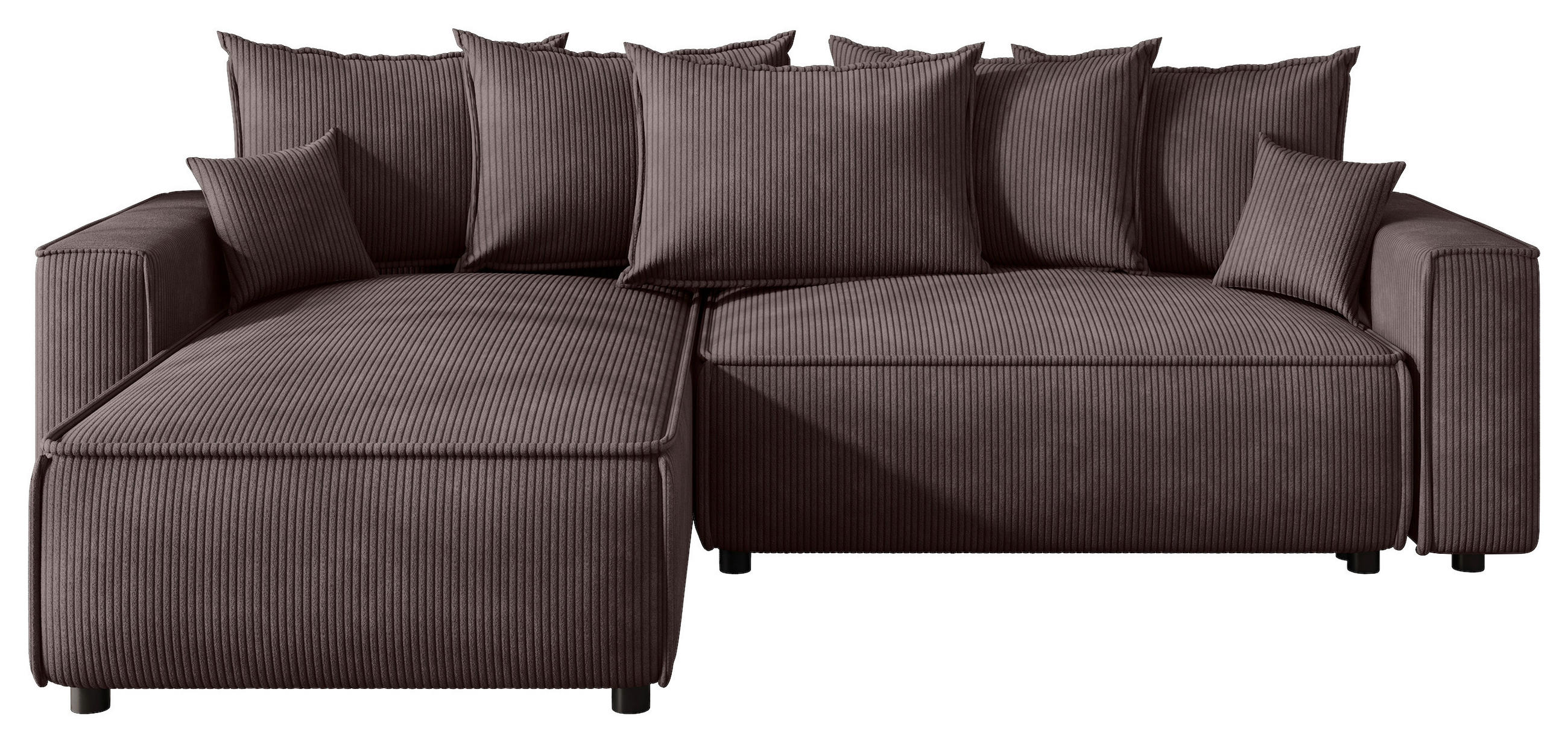 ECKSOFA 190/280 cm MERO in Cord Graubraun Zierkissen, Rückenkissen, Bettkasten  190/280 cm  - Graubraun/Schwarz, MODERN, Kunststoff/Textil (190/280cm) - MID.YOU