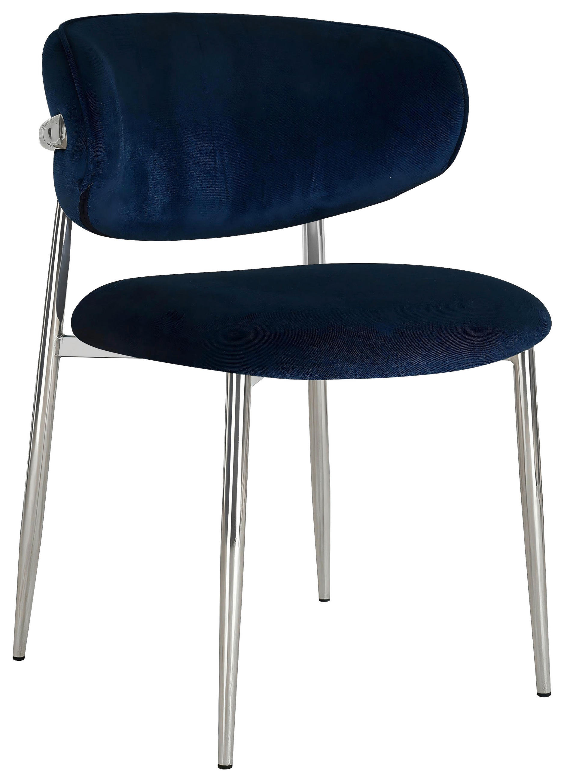 STUHL   Samt  Blau, Chromfarben  - Blau/Chromfarben, Design, Textil/Metall (54/80/59cm) - Novel