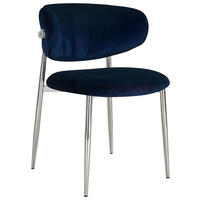 STUHL   Samt  Blau, Chromfarben  - Blau/Chromfarben, Design, Textil/Metall (54/80/59cm) - Novel