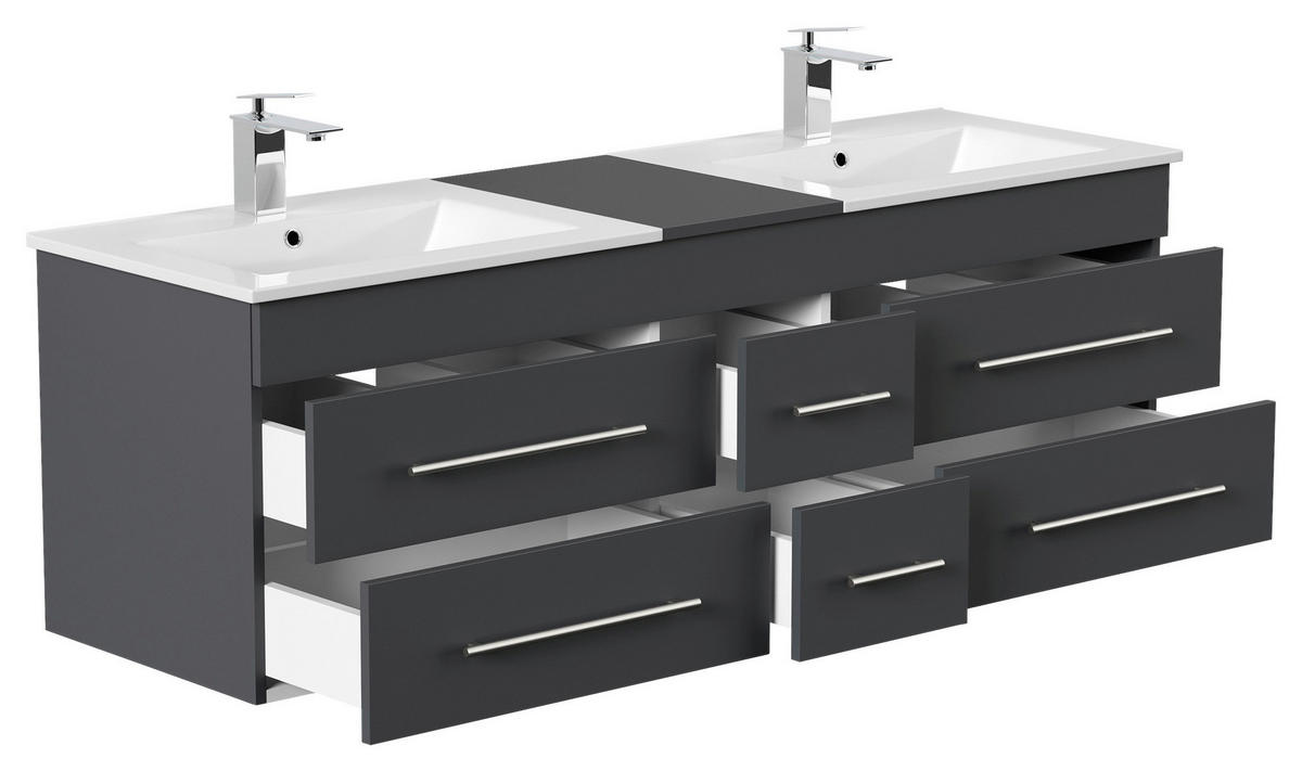 WASCHTISCHKOMBI 153 cm  - Graphitfarben/Weiß, Basics, Keramik/Holzwerkstoff (153cm) - MID.YOU