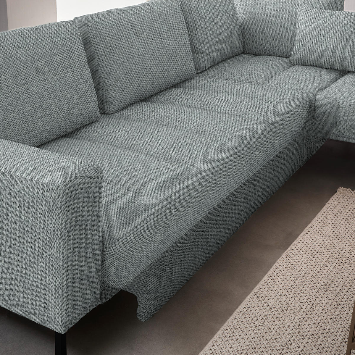 ECKSOFA  in Flachgewebe Grau  308/270 cm  - Schwarz/Grau, Design, Textil/Metall (308/270cm) - Pure Home Lifestyle