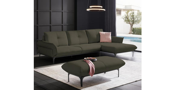 ECKSOFA Florenz in Echtleder Dunkelbraun  - Dunkelbraun/Schwarz, Design, Leder/Metall (319/182cm) - Valnatura